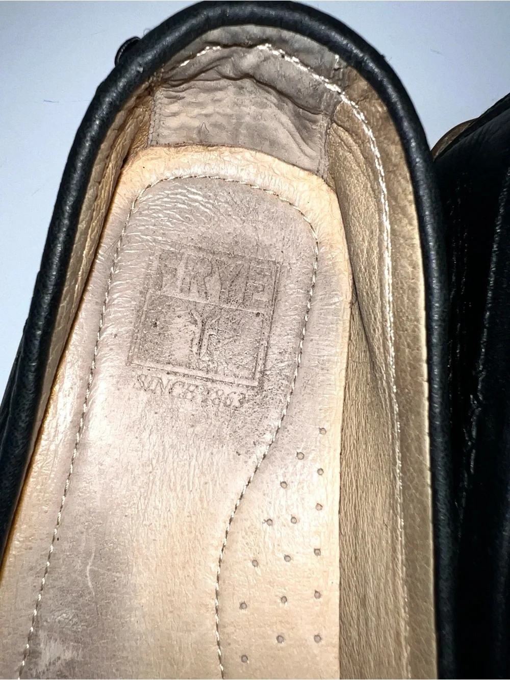 Frye Lewis Venetian Black Leather Driving Loafers Men’s 10.5 Slip On Moccasins
